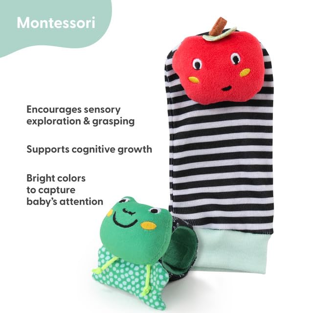 The Peanutshell Sock Rattles Set of 5 - Girl Boy Rattle Socks, Baby Toys 0-6-12 Month, Animal