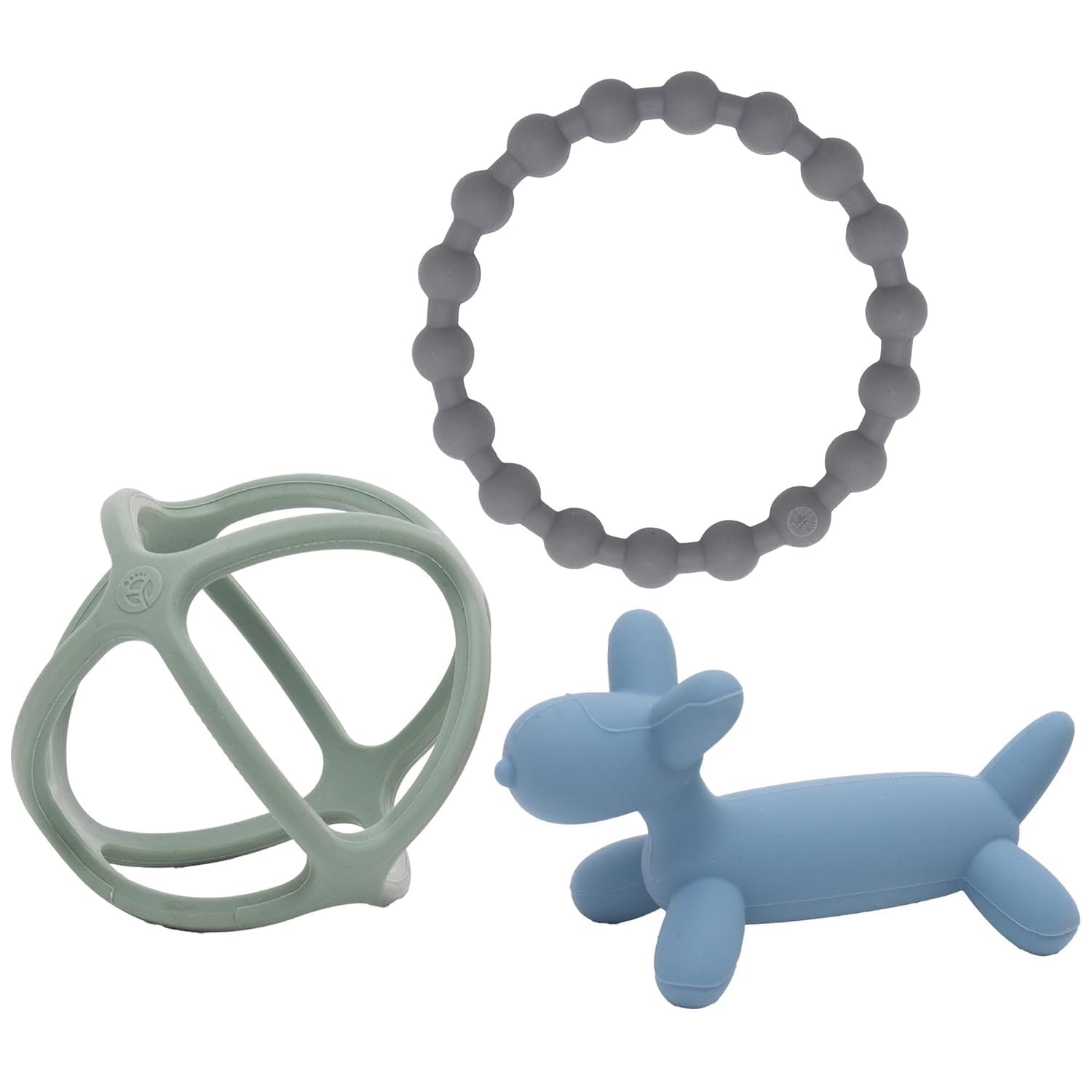 WeeSprout Silicone Baby Teether Toys for Infant Babies and Toddlers, Cute Ring, Puppy Dog, and