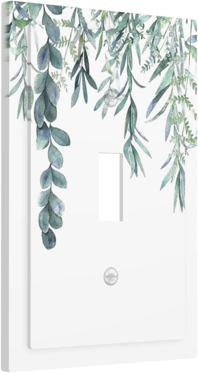 Eucalyptus Leaves Greenery Vine Flowers Simplicity Decorative Light Switch Cover 1 Gang Single