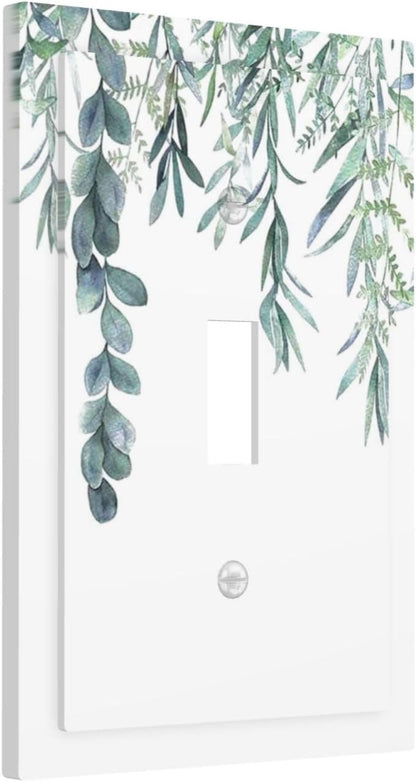 Eucalyptus Leaves Greenery Vine Flowers Simplicity Decorative Light Switch Cover 1 Gang Single