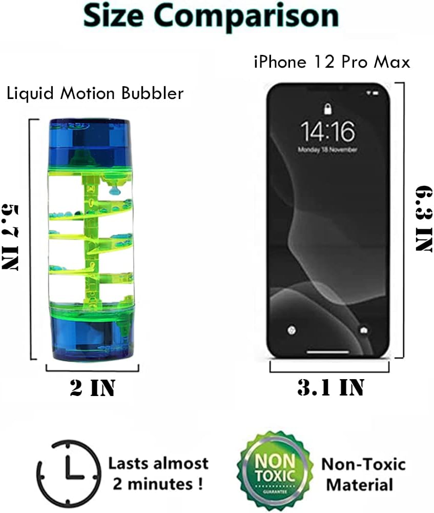 Spiral Liquid Motion Bubbler Timer Colorful Water Timer Liquid Sensory ADHD Anxiety Autism Activity