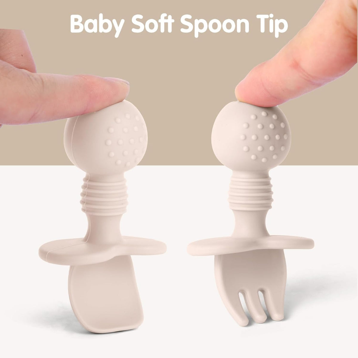 6 Pack Baby Spoons and Forks Set, Silicone Baby Spoons Self Feeding 6 Months for Toddler
