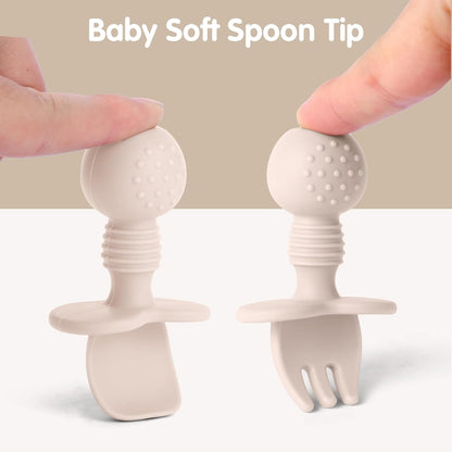 6 Pack Baby Spoons and Forks Set, Silicone Baby Spoons Self Feeding 6 Months for Toddler