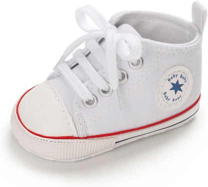 Unisex Baby Girls Boys Canvas High-top Shoes, Newborn Infant Anti-Slip Soft Sole Frist Walking