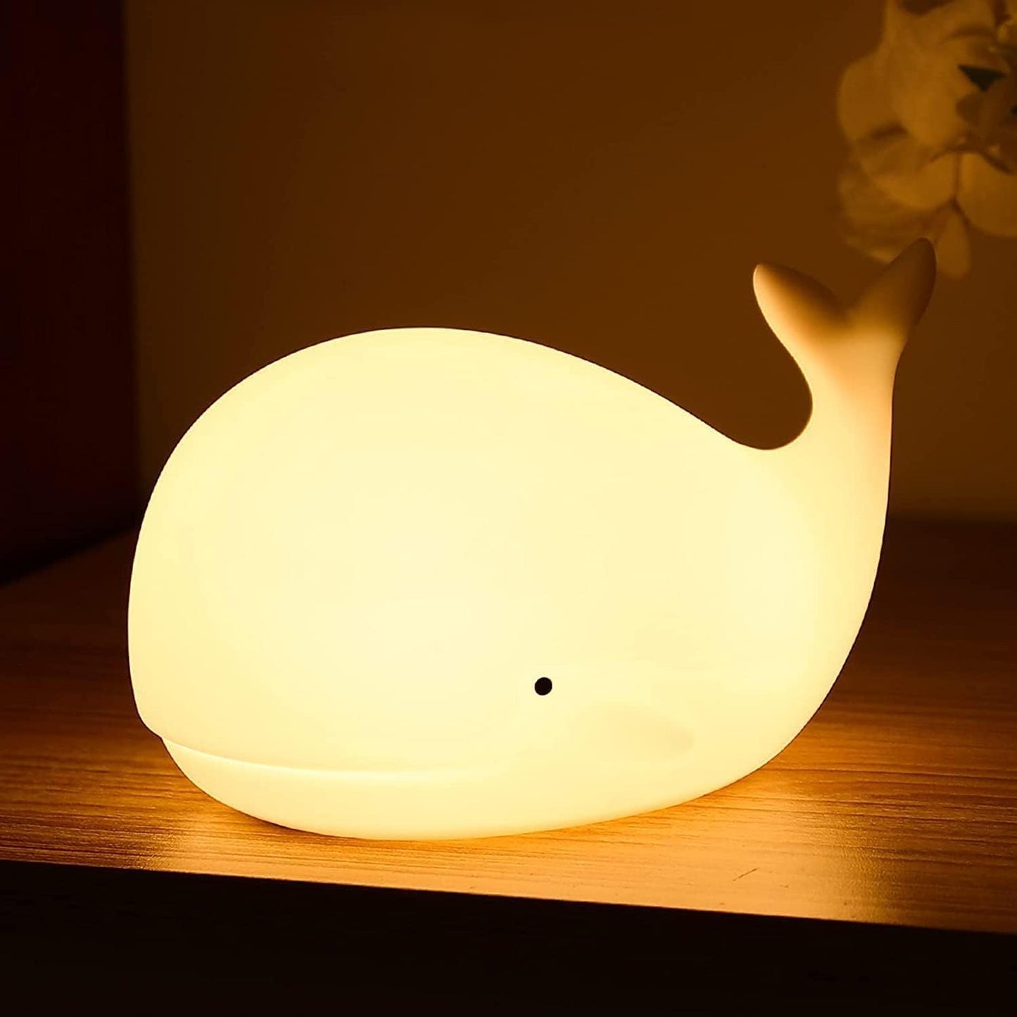 LOVERUIS Whale Night Light Silicone 7 Colors Dimmable 3 Hours Timer Whales Baby Light Decor Room