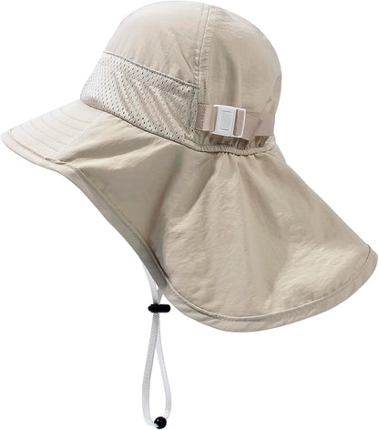 CHUNG Baby Sun Protection Hat Summer Toddler Adjustable UPF 50+ Wide Brim Neck Flap Beach Caps Boys