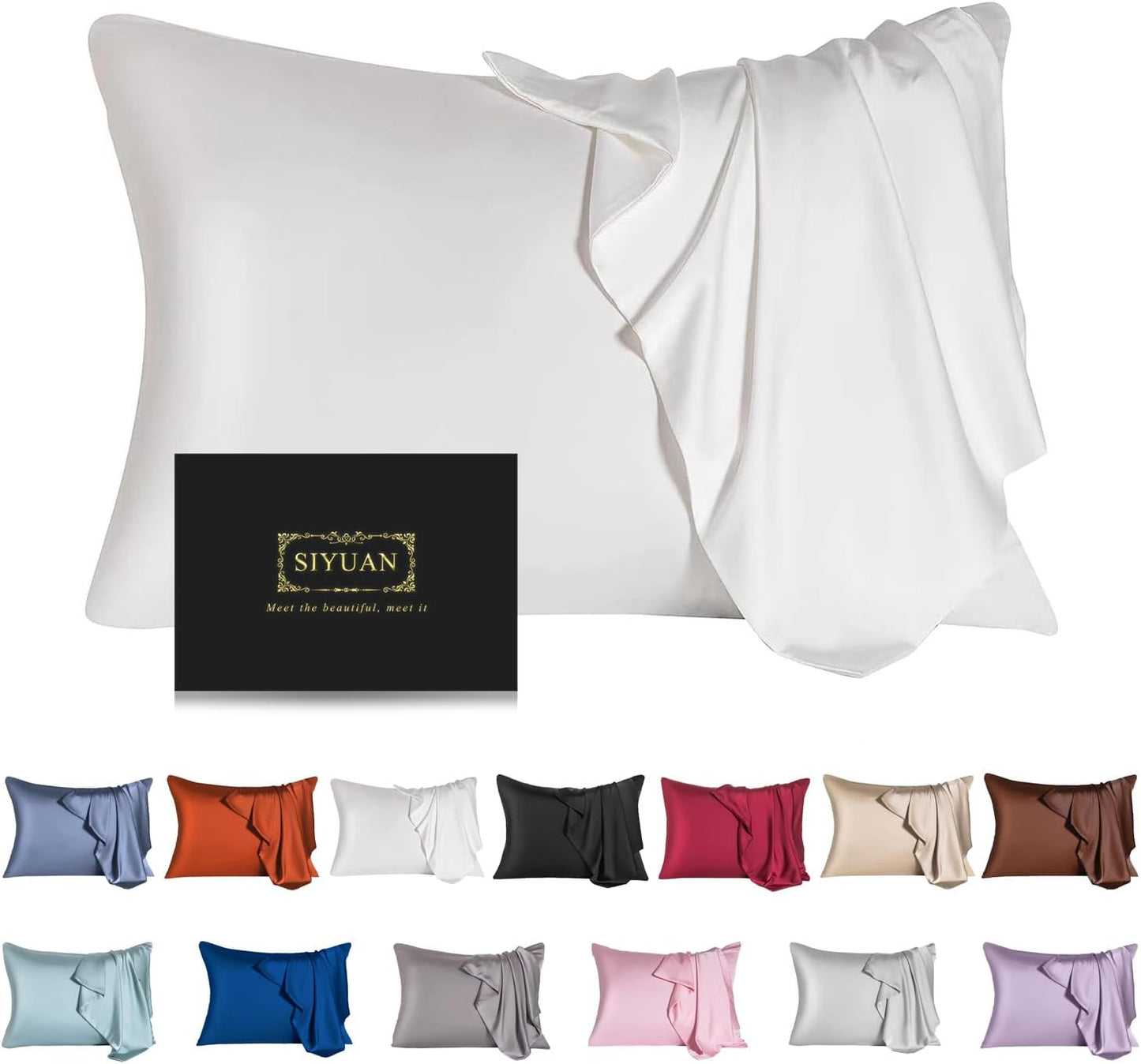Mulberry Silk Pillowcase for Hair and Skin,Queen Size Cooling Silk Pillow Case with Hidden