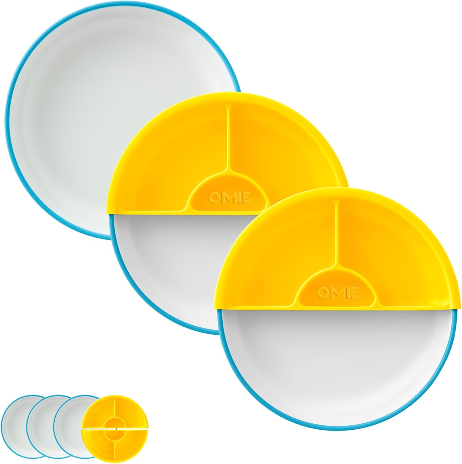 Omie® Easy Scoop Plates for Kids | Unique Design Helps Food Fall into the Spoon, Not on the Table |