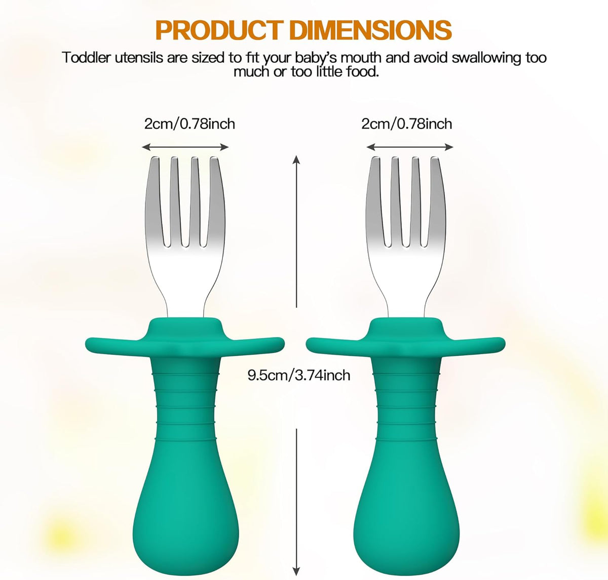 Baby Fork Toddler Forks for Self Feeding, Kids Forks with Silicone Round Handle, Stainless Steel