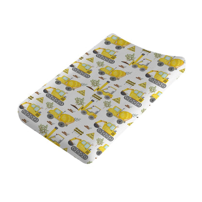 Construction Truck Excavator Tractor Trees Changing Pad Cover Cute Construction Trucks Plants