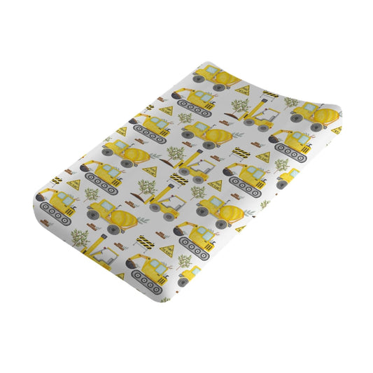 Construction Truck Excavator Tractor Trees Changing Pad Cover Cute Construction Trucks Plants
