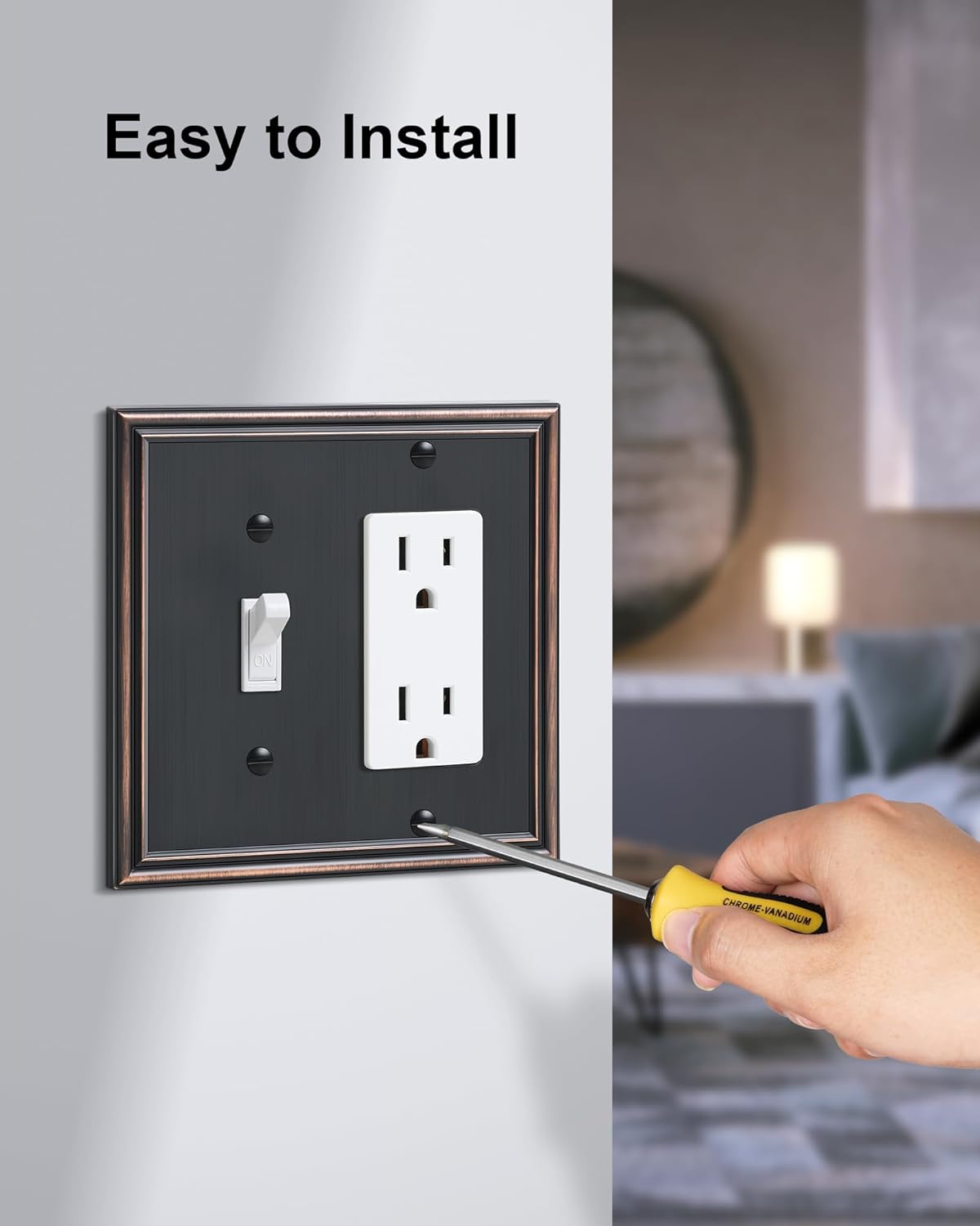 2-Pack Combo Toggle/Decorator Light Switch Cover Plate, Aged Bronze Decorative Electrical Outlet