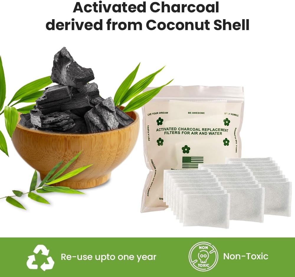 Green Piece® 24 Pack Overstuffed All-Natural Diaper Pail Deodorizer | Activated Charcoal Air