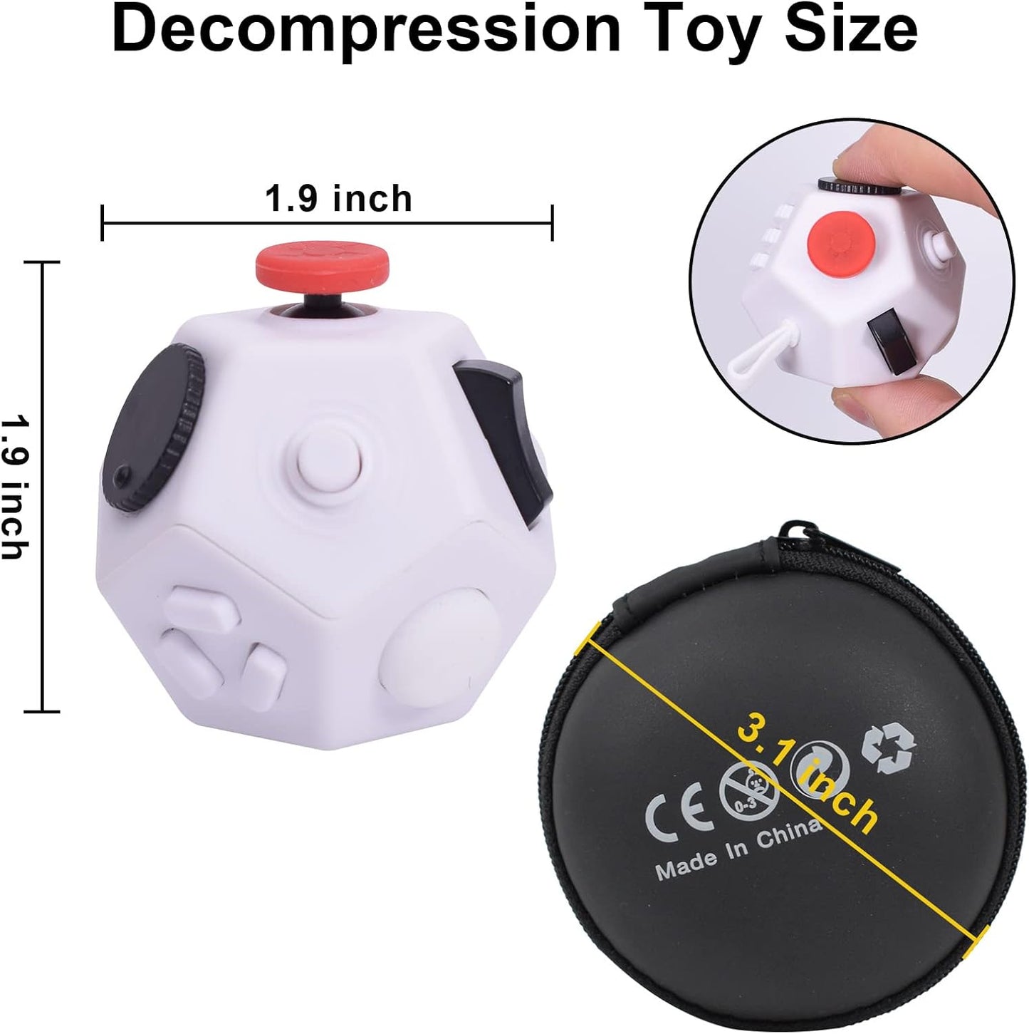 Mini Fidget Toys,12 Sides Finger Cube,Sensory Toys Relief Stress,Autism and Anxiety Depression Anti
