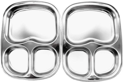 Korean Stainless Steel Divided Plates, Kids Toddlers Babies Tray, BPA Free, Diet Food Control