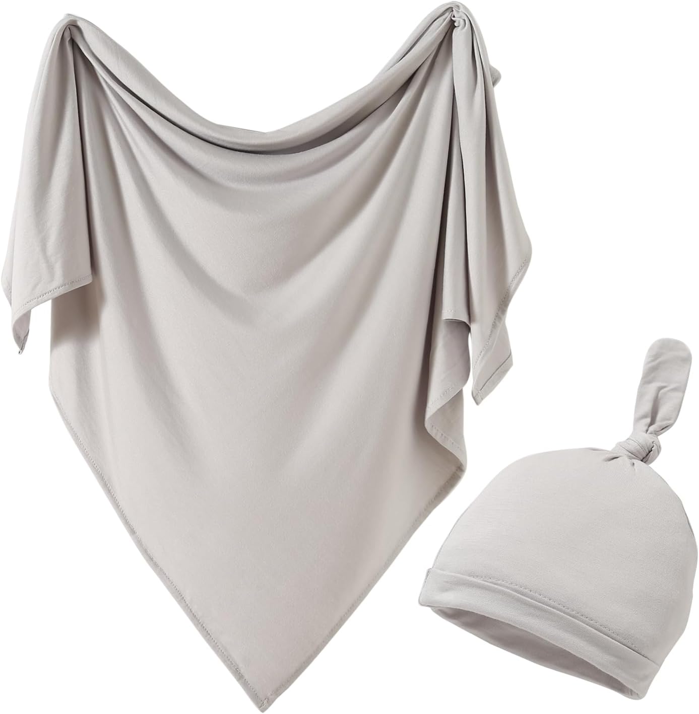 iEvolve Cotton Knitted Baby Swaddle Blanket with Hat Headband Set Newborn Swaddle Wrap Receiving