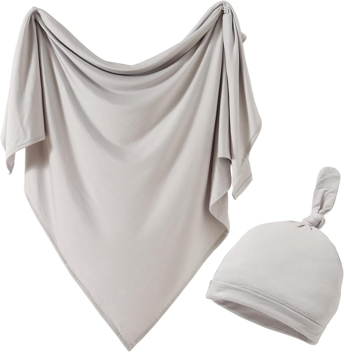 iEvolve Cotton Knitted Baby Swaddle Blanket with Hat Headband Set Newborn Swaddle Wrap Receiving