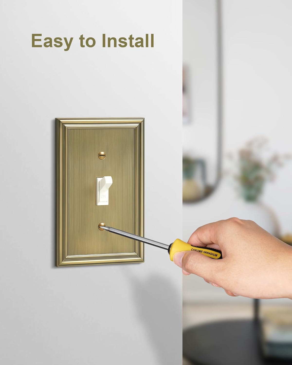 4-Pack Single Toggle Light Switch Cover Plate, Durable Solid Zinc Alloy Decorative Switch Plate
