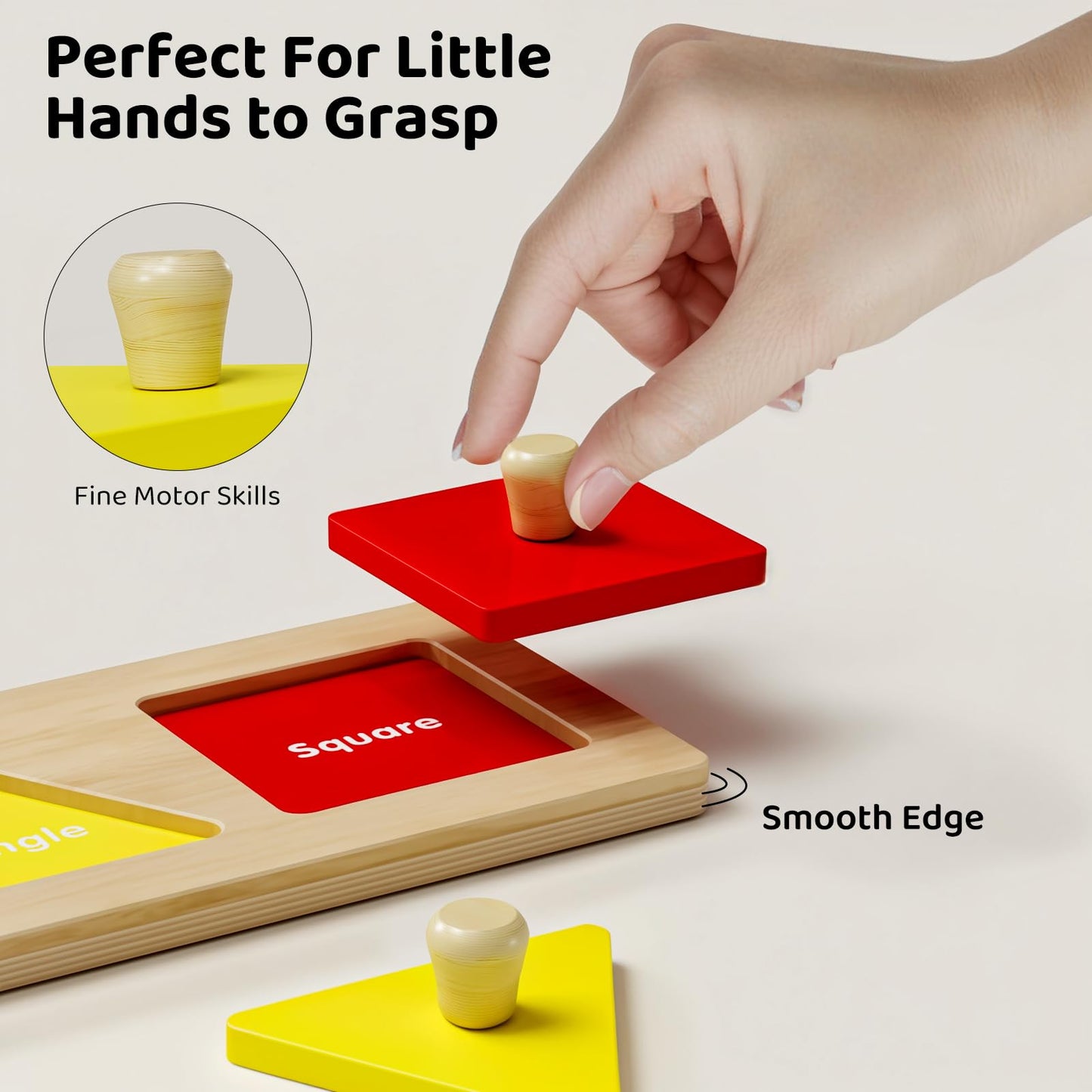 QODOFLR First Jumbo Knob Wooden Shape Puzzle for Toddlers 1-3,Montessori Toddler Puzzle Toys for1-2