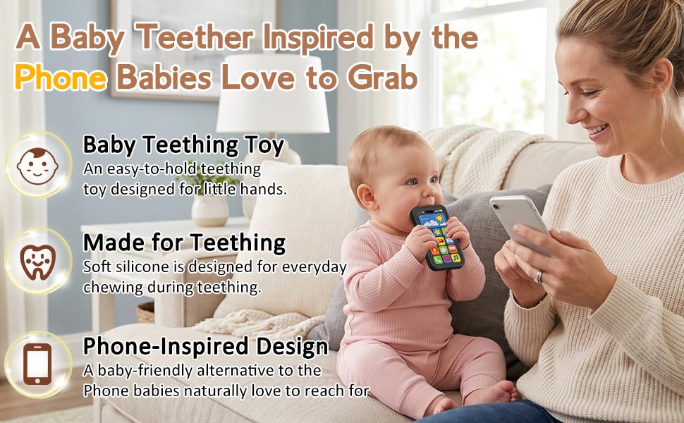 Baby Teething Toys Silicone Baby Phone Teether Over 3 Months