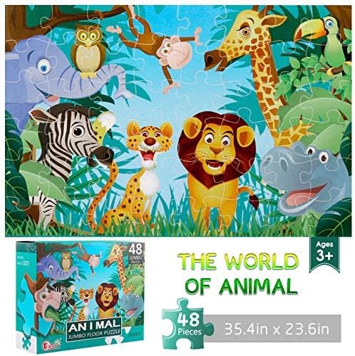 Jumbo Floor Puzzle for Kids Animal Jigsaw Large Puzzles 48 Piece Ages 3-6 for Toddler Children