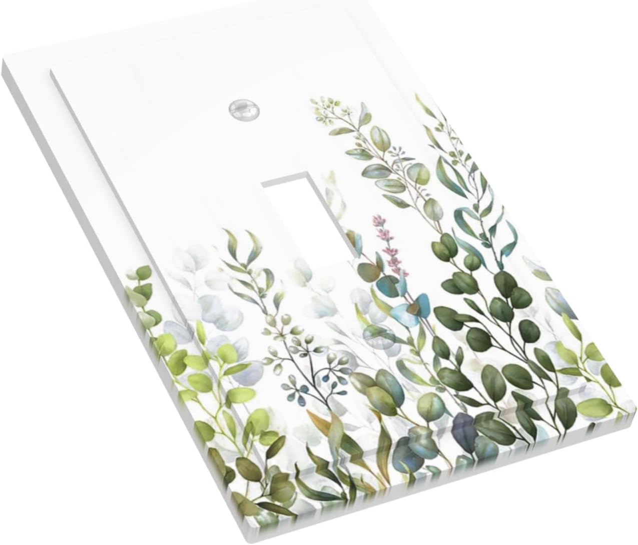 Green Eucalyptus Leaf Plant Herbs Springnature Decorative Light Switch Cover 1 Gang Single Toggle