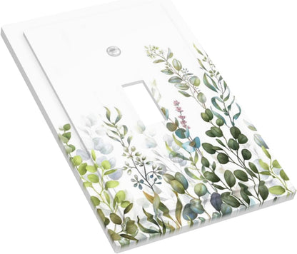 Green Eucalyptus Leaf Plant Herbs Springnature Decorative Light Switch Cover 1 Gang Single Toggle