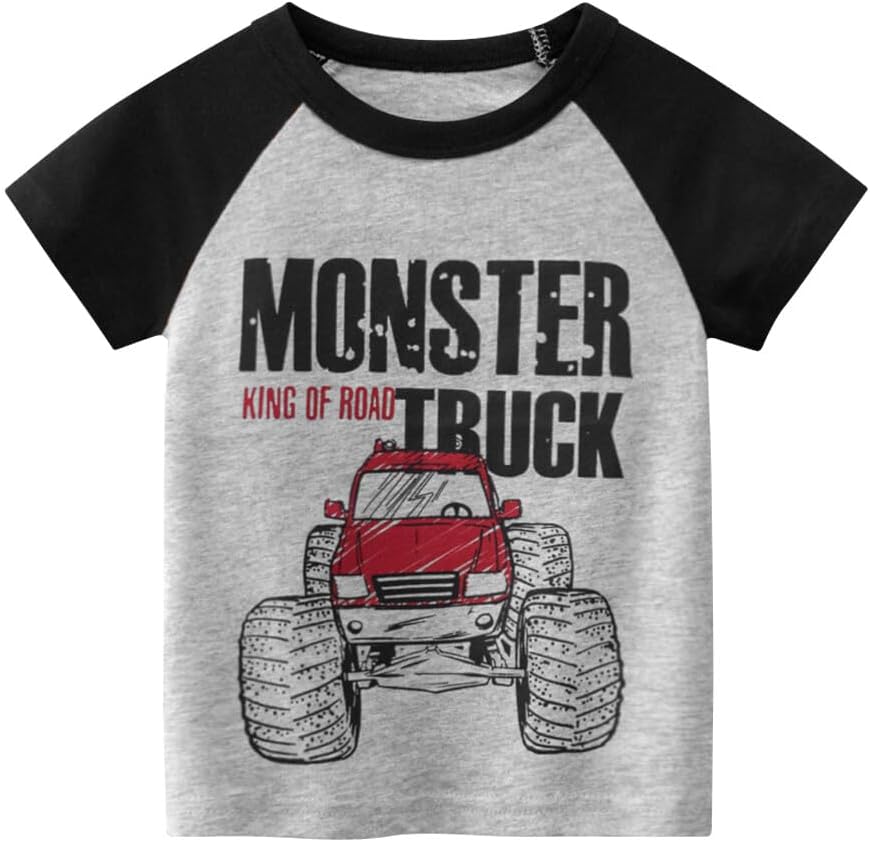 Boys' 4-Pack Excavator Short Sleeve Crewneck T-Shirts Top Tee Size 2-7 Years Toddler Boys' Value
