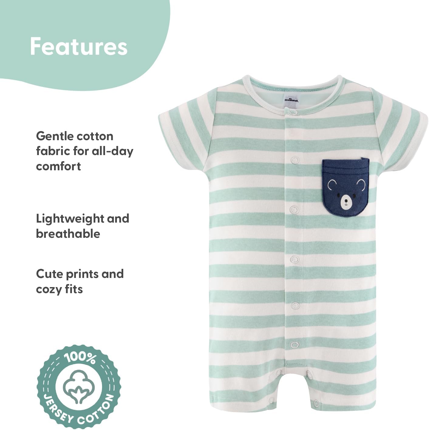 The Peanutshell Baby Boy Rompers 2 Pack - 100% Cotton Clothes, Rompers for Newborn, Infant, and