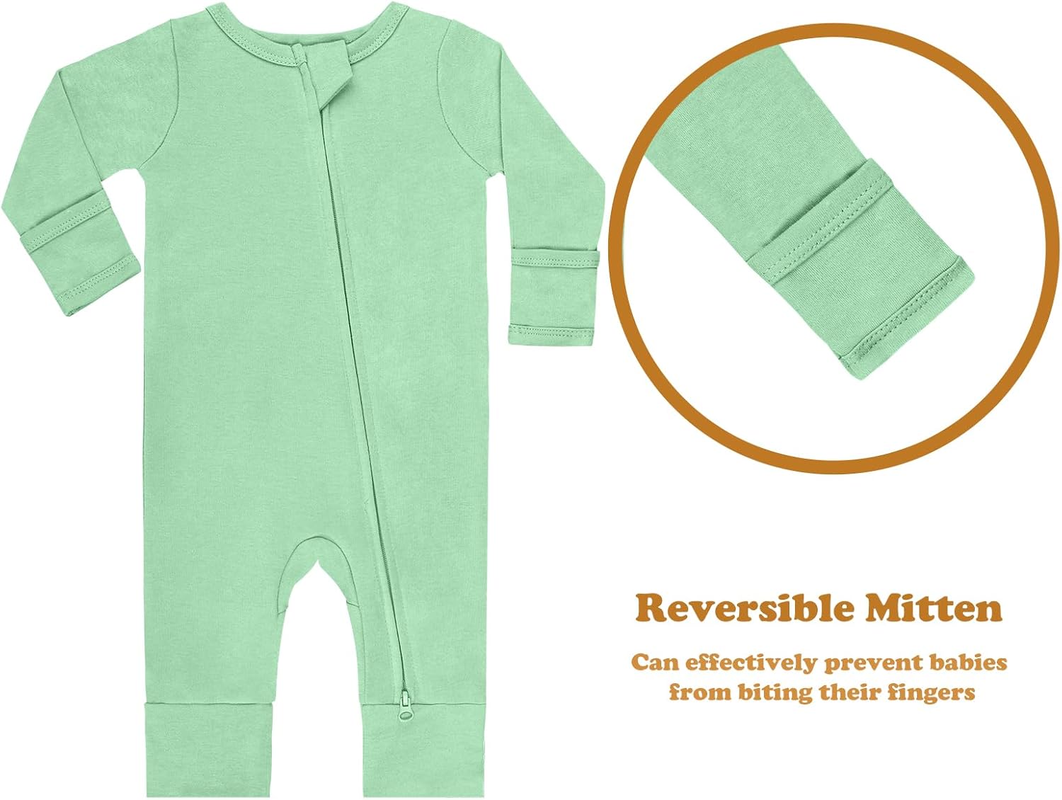 GUISBY Long Sleeve Cotton Pajamas Footless Baby Bodysuits with Zipper and Mittens 3-Pack for Boys