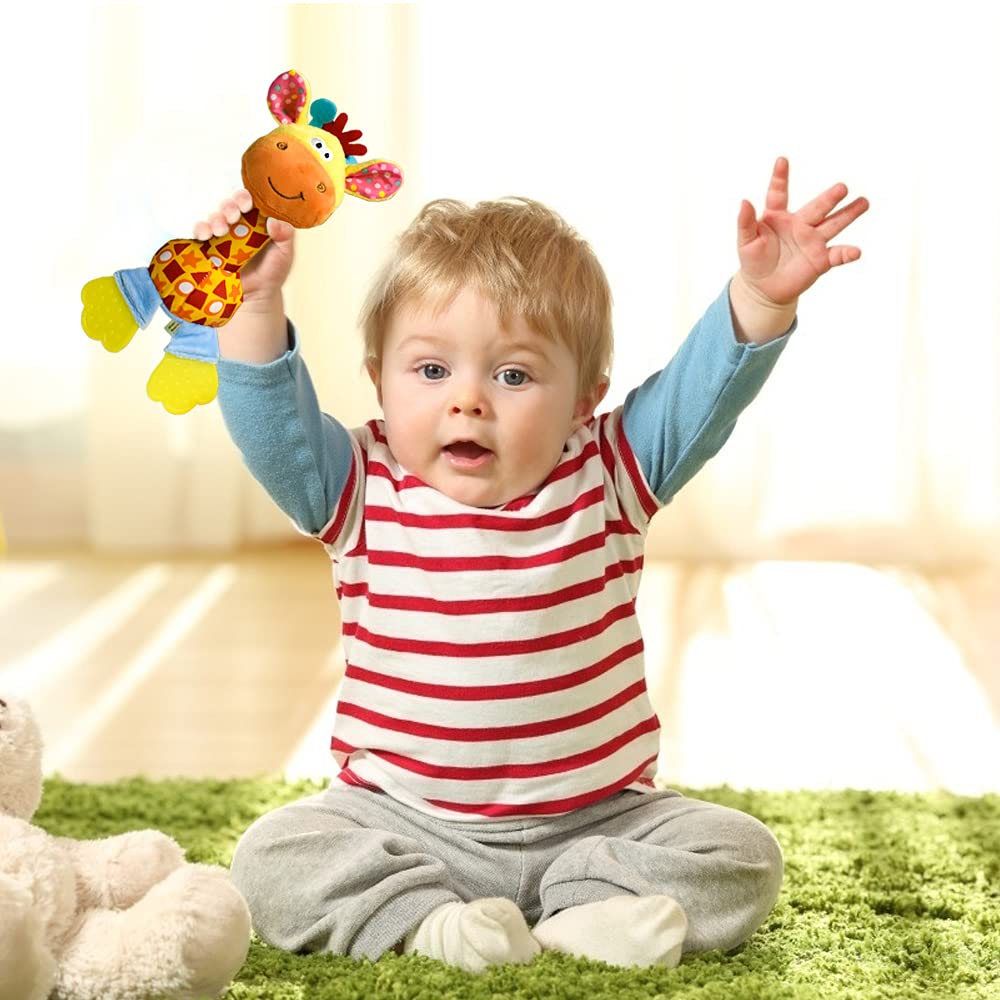 HUADADA Baby Soft Rattles Shaker, Infant Developmental Hand Grip Toys, Sensory Learning Toys with