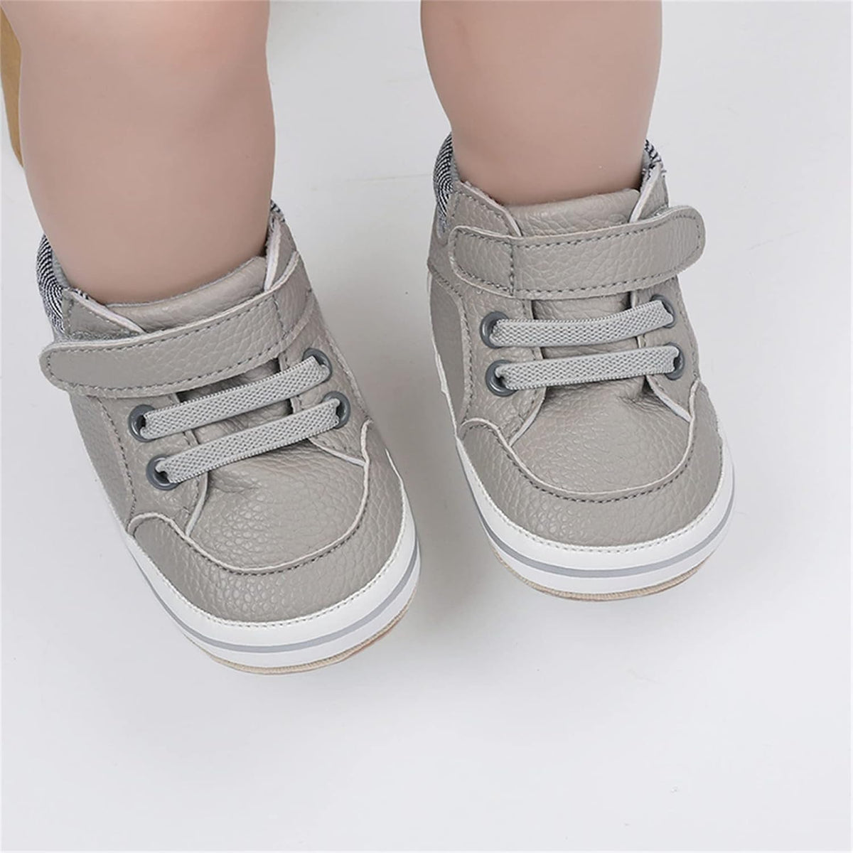 SOFMUO Baby Boys Girls High Top Ankle PU Leather Sneakers Soft Rubber Sole Infant Moccasins Newborn