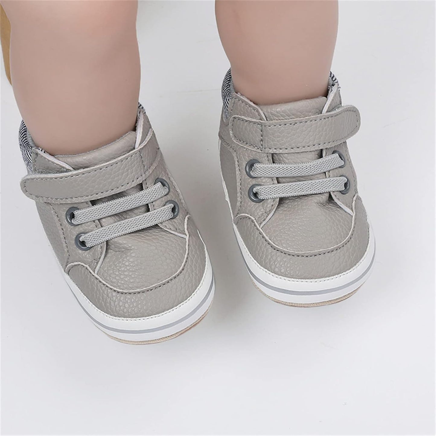 SOFMUO Baby Boys Girls High Top Ankle PU Leather Sneakers Soft Rubber Sole Infant Moccasins Newborn
