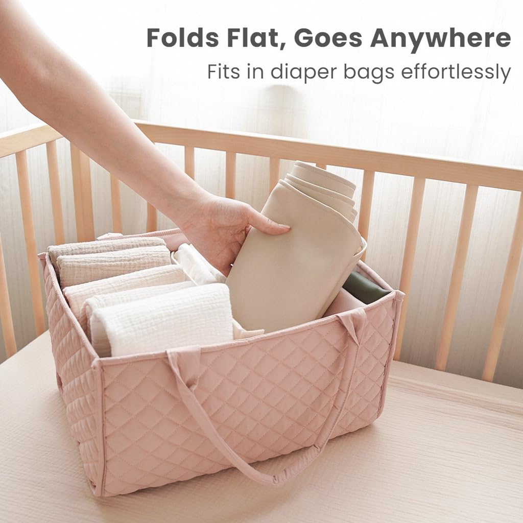 Konssy 2 Pack Faux Leather Baby Changing Mat 30"x17", Foldable and Wipeable Portable Changing Pad