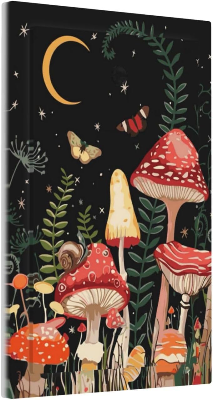 Moon Star Red Mushroom Forest Butterfly Green Plant Light Switch Cover Plate 1 Gang No Device Blank