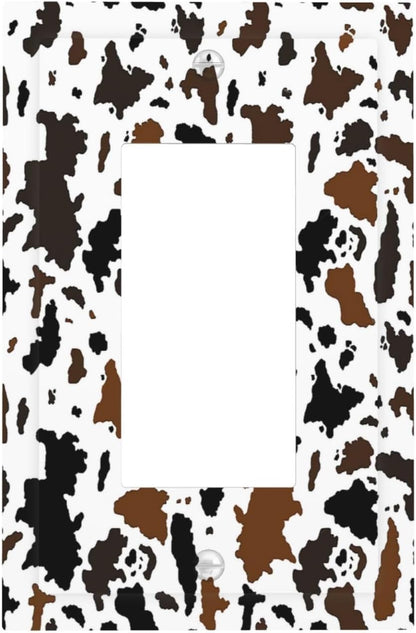 Decorative Outlet Covers Rustic Cowhide Highland Cow Milk Cow 1 Gang Single Rocker Light Switch