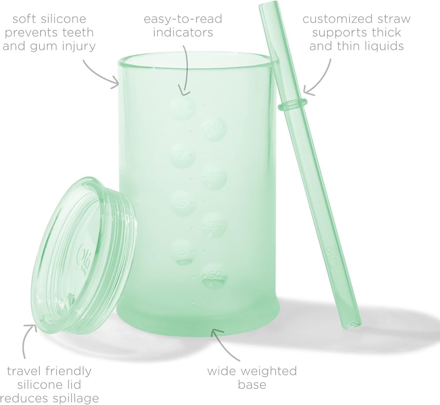 Olababy Clear View Silicone Training Cup with Straw Lid | Toddler Sippy Trainer 12mo+ | Unbreakable