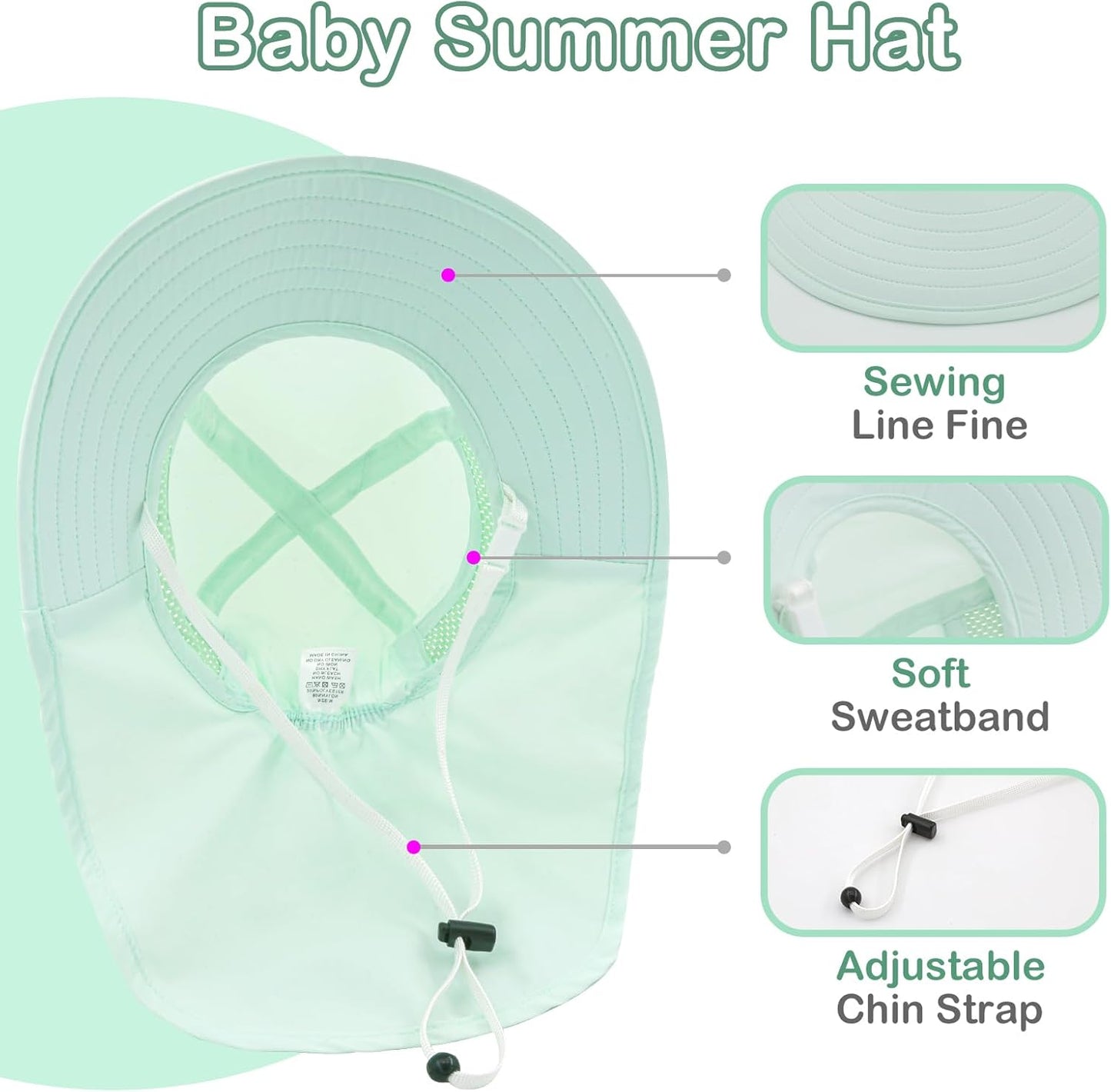 XIAOHAWANG Girls Sun Hat Baby Beach Hats Boys UPF 50+ Kids Summer Protection Cap Toddler Breathable