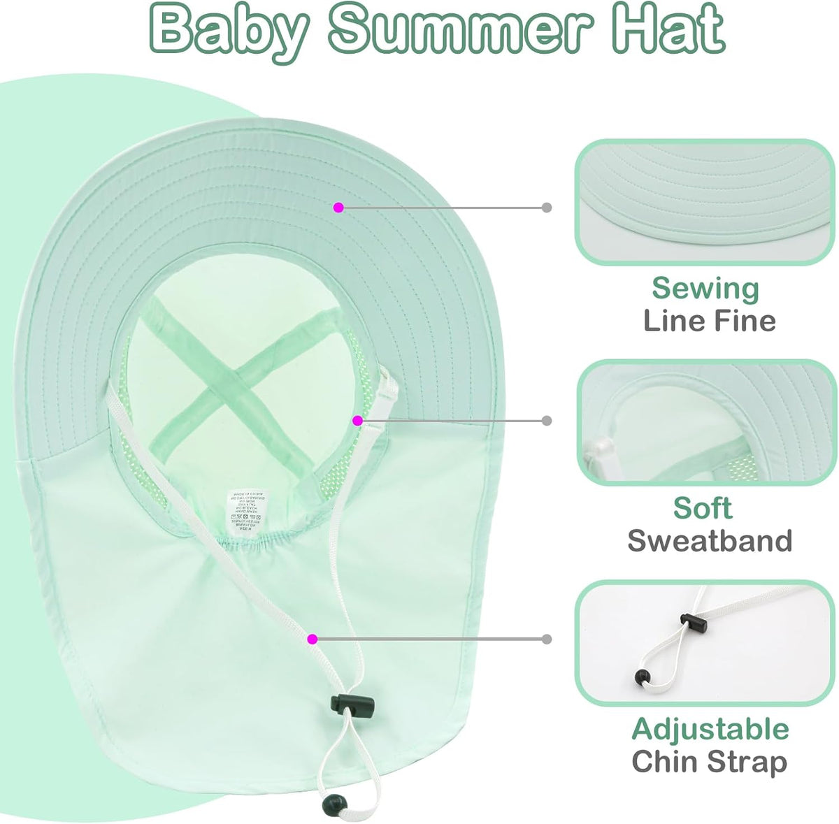 XIAOHAWANG Girls Sun Hat Baby Beach Hats Boys UPF 50+ Kids Summer Protection Cap Toddler Breathable