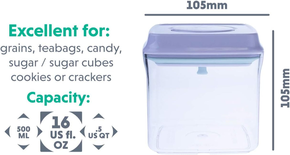 BopTop (1pc - 500ml) Airtight Food Storage Container – Mechanical Silicone Seal Canister - BPA-Free