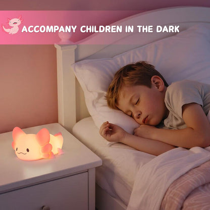 LOVERUIS Cute Night Light for Kids Axolotl Night-Light Baby Girl Squishy NightLight 1/3 Hour Timer