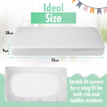 Generic GOTS Certified Organic Cotton Waterproof Crib Mattress Protector, 52”L x 28”W x 9”H, Cream