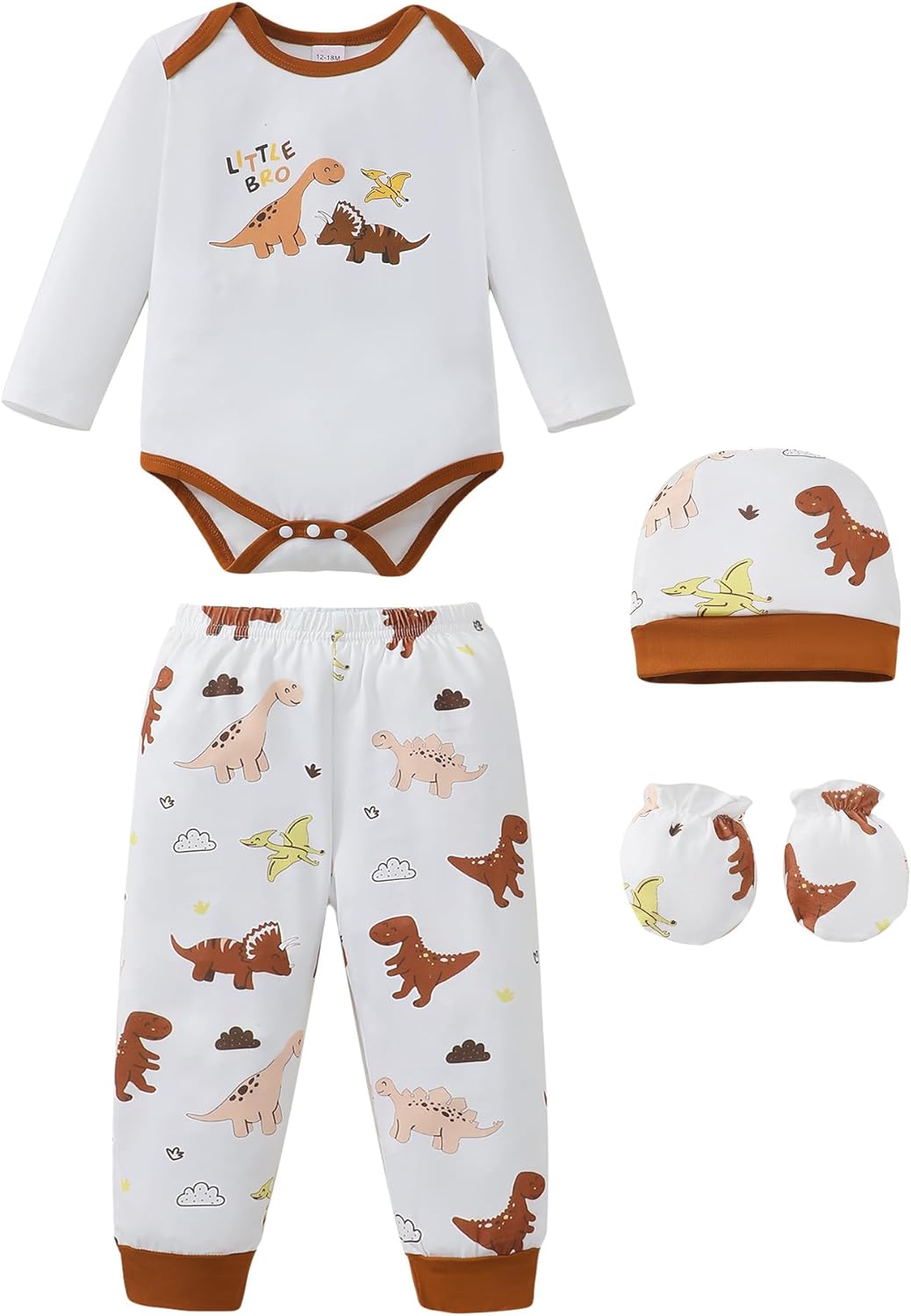 NZRVAWS Newborn Baby Boy Girl Clothes Unisex Infant Romper Pants Set Hat 4-Pack Outfits 0-12 Months