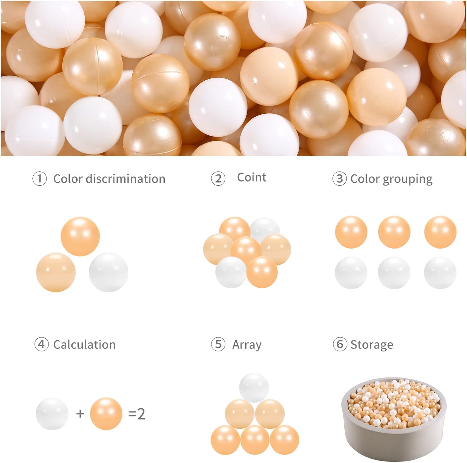 GOGOSO Ball Pit Balls for Toddlers, Brown Plastics Balls for Ball Pool Birhtday Party Girls Kids