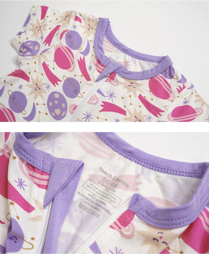 Teach Leanbh Toddler Unisex Baby Bamboo Viscose Pajamas 2 Way Zipper Short Sleeve Footless Romper