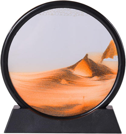 Moving Sand Art Picture in Motion Round Glass 3D Deep Sea Landscape, Dynamic Sand Art Sandscapes
