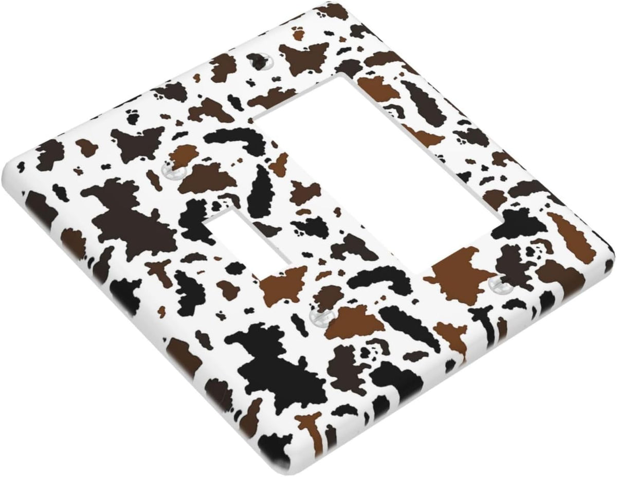 Outlet Covers Rustic Cowhide Highland Cow Milk Cow 1 Toggle 1 Rocker Combination Decorative Wall