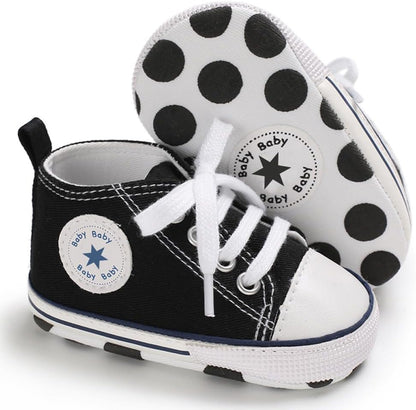 Unisex Baby Girls Boys Canvas High-top Shoes, Newborn Infant Anti-Slip Soft Sole Frist Walking