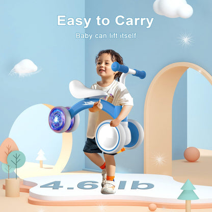 Colorful Lighting Baby Balance Bike Toys for 1 Year Old Boy Girl Gifts, 10-36 Month Toddler Balance