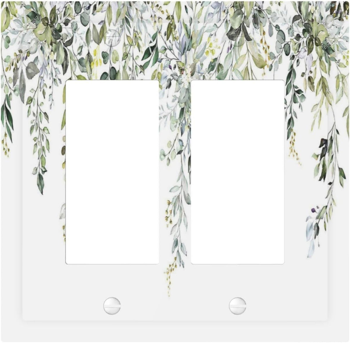 Decorative Outlet Covers Boho Farmhouse Flower Leaf Sage Green 2 Gang Double GFCI Rocker Electrical